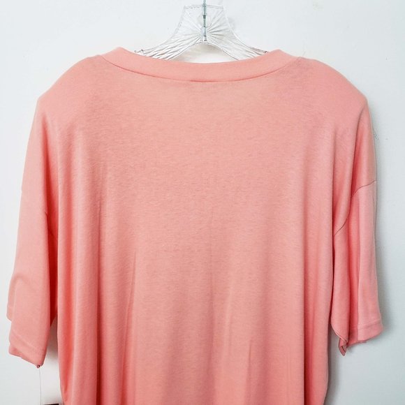 Linda Lori Women's Vintage Peach Floral Short Sleeve Top Blouse Tee Shirt - Picture 8 of 12